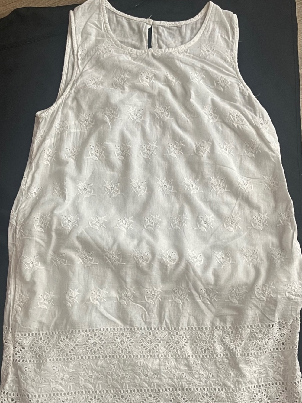 RD+Koko White Cotton Eyelet Embroidered Boho Sleeveless Dress - Size S